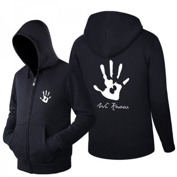 Spring and Autumn Sweatshirt Skyrim black hand Dark Brotherhood  Hoodies Men Casual Tracksuit Long Sleeve Zip up Hip hop Tops