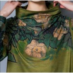 Spring womens plus size long sleeve shirt for office wear 2016 casual loose heap turtleneck fancy Oil printing dress female tops
