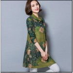 Spring womens plus size long sleeve shirt for office wear 2016 casual loose heap turtleneck fancy Oil printing dress female tops