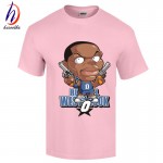 Star Russel Westbrook Cartoon Funny T shirt Men's 2017 Fashion Cotton T-shirt Men Short Sleeve O Neck Top,GT174