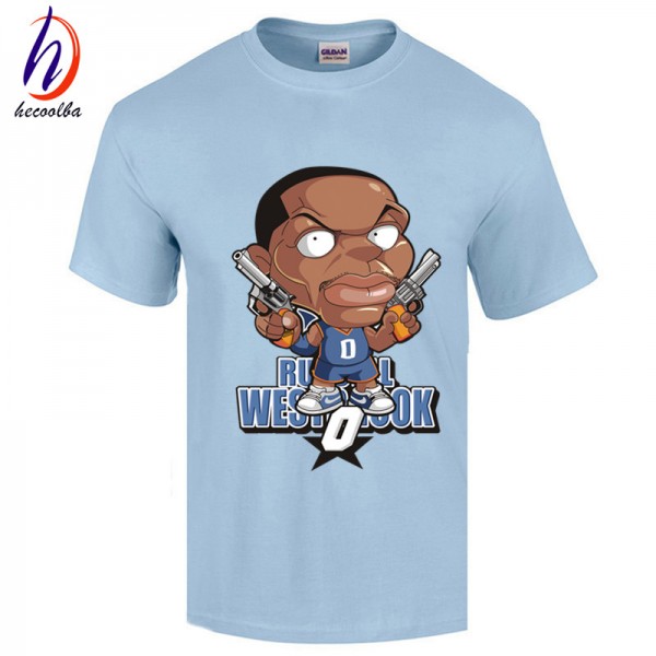 Star Russel Westbrook Cartoon Funny T shirt Men's 2017 Fashion Cotton T-shirt Men Short Sleeve O Neck Top,GT174