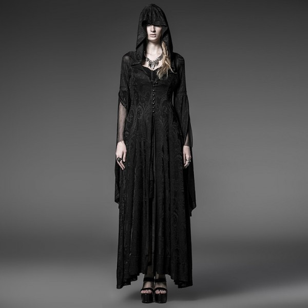 Steampunk knitting jacquard vintage famale gothic long hooded dress cultivate one's morality show thin witch dresses