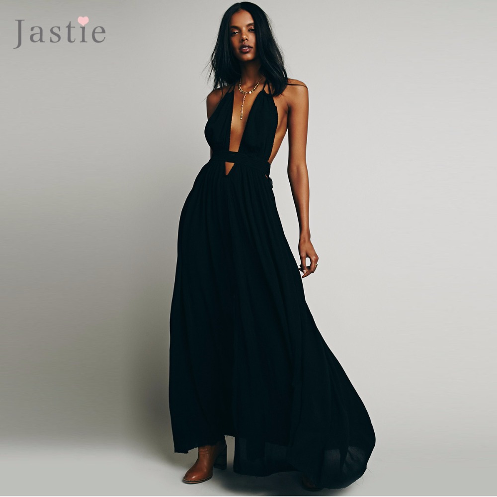 v neck backless maxi dress