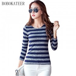 Striped t shirt women t-shirt 2017 long sleeve tshirt women tops slim tee shirt femme casual clothes camisetas poleras de mujer