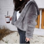 Stylish Loose Hooded Faux Fox Fur Jackets New Winter Woman Loose sleeve Keep Warm Faux Fur Thick Coat Outerwear 