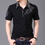 Summer 2016 Hot Men T Shirt Silver Dragon Tattoo Collar Short Sleeve Cotton T-shirt Men's Casual Gentleman Tee Shirt Plus 5XL