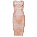 Summer Clearance High Quality!!!Ocstrade New Arrival Woman Fashion 2017 Crackled Metallic Pink Strapless Bandage Dress