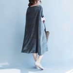 Summer Cotton Dress Gray Black Red Color Loose Dress Casual O Neck Short Sleeve Vintage Dress For People 60kgs~125kgs