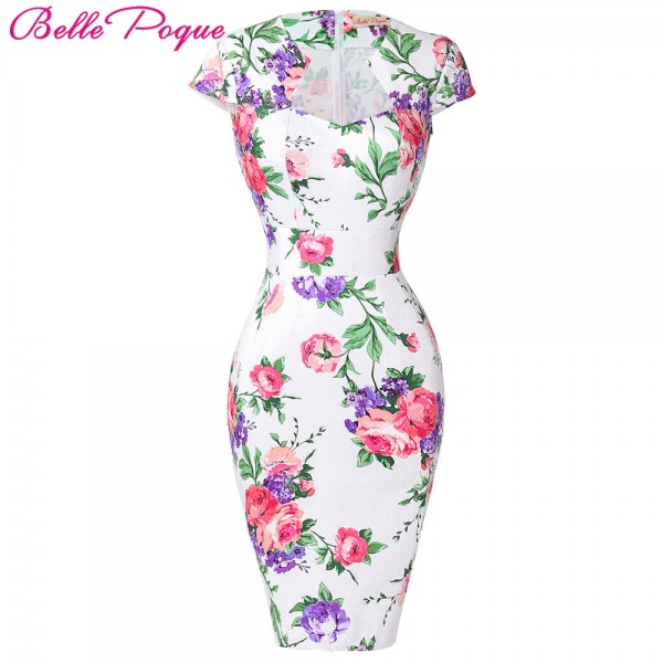 Summer Dress 2017 50s Vintage Womens Sexy Dresses Party Night Club Sheath Plus Size Vestidos Floral Bodycon Women Pencil Dress