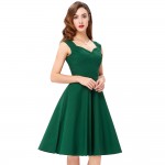 Summer Dress 2017 Green Women Jurken Big Swing Rockbilly Vestidos Sleeveless V Neck 50s 60s Short Long Audrey Hepburn Dress