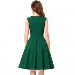 Summer Dress 2017 Green Women Jurken Big Swing Rockbilly Vestidos Sleeveless V Neck 50s 60s Short Long Audrey Hepburn Dress