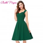 Summer Dress 2017 Green Women Jurken Big Swing Rockbilly Vestidos Sleeveless V Neck 50s 60s Short Long Audrey Hepburn Dress