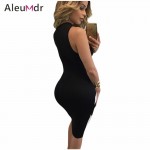 Summer Dress 2017 Sexy Slim Black White/Red/Purple Colorblock Cross Front Elegant Women Bodycon Dress Midi LC61107 Vestidos