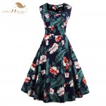 Summer Dress 2017 Vintage Rockabilly Dresses jurken 60s 50s Vintage Big Swing Pinup Audrey Hepburn Floral Print Dress VD0278