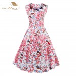 Summer Dress 2017 Vintage Rockabilly Dresses jurken 60s 50s Vintage Big Swing Pinup Audrey Hepburn Floral Print Dress VD0278