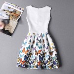 Summer Dress 2017 Women Butterfly Sleeveless Casual Dresses Vestido de festa Ladies Vintage Print plus size Jacquard Tank Dress