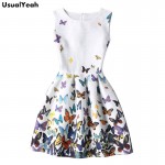 Summer Dress 2017 Women Butterfly Sleeveless Casual Dresses Vestido de festa Ladies Vintage Print plus size Jacquard Tank Dress