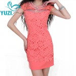 Summer Dress 2017 Yuzi.may Casual New Bodycon CrystalCollar Short Sleeve Hollow Out Lace Patchwork Women Dresses A6006 Vestidos