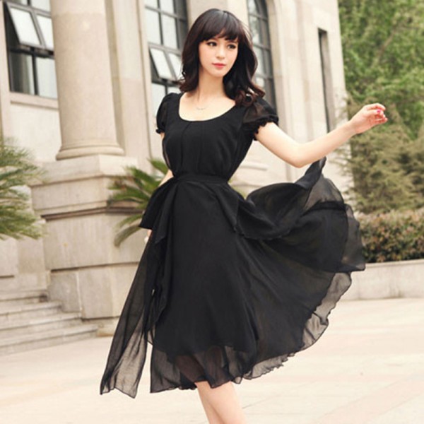 Summer Dress Korean Style Women Prom Party Dresses Evening Chiffon Clothing Vintage Long Elegant Female Dress Vestido W030