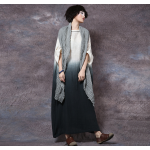 Summer Dress Patchwork Solid Color Women Dress Casual Loose Vintage Dress Slash Neck Batwing Sleeve Cotton Linen Maxi Dress