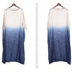 Summer Dress Patchwork Solid Color Women Dress Casual Loose Vintage Dress Slash Neck Batwing Sleeve Cotton Linen Maxi Dress