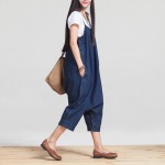 Summer Dress Women Loose Waist Plus Size Women Casual Denim Dress Spaghetti Strap Denim Dress Solid Color Novelty Dress