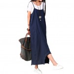 Summer Dress Women Loose Waist Plus Size Women Casual Dress Spaghetti Strap Cotton Linen Maxi Dress Solid Color Novelty Dress