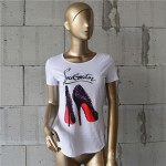 Summer Fashion T Shirt Women Short Sleeve O-Neck White Loose Tees Tops Knitted High heel Print Letter Female T-Shirts for women