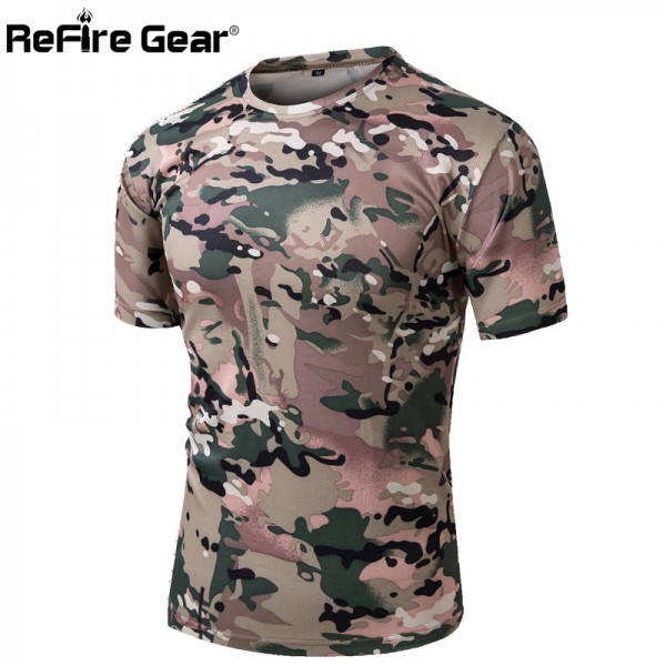 Summer Military Camouflage T-shirt Men Tactical Army Combat T Shirt Quick Dry Short Sleeve Camo Clothing Casual O Neck Tshirt