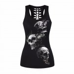 Summer New Skull Sexy Tank Top Digital Printing Hollow Tang Top Black Breathable Wild Loose Tops Casual fashion slim Women vest