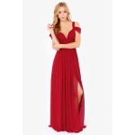 Summer Spring Women V-neck Chiffon Banquet Dresses Pleated Elegant Long Dress Cocktail Party Style AWD0014
