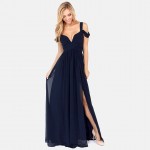 Summer Spring Women V-neck Chiffon Banquet Dresses Pleated Elegant Long Dress Cocktail Party Style AWD0014