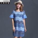 Summer Style 2016 Summer Dresses Women Plus Size New Leaf Sleeve Lace Dresses Womens Vintage Sexy Dress Chiffon