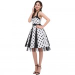 Summer Style 60s Polka Dots Dress 2016 Retro Vintage 50s Vestidos Audry Hepburn Halter Design Backless Rockabilly Dress Cheap