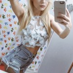 Summer Style Elegant Blue Butterfly Embroidery Lace CropTop Girls Backless Sexy Chic Camis Women Hollow Out Tank Tops