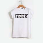 Summer Style Geek Letter Print T Shirt Women New Casual O-Neck Slim T-shirts for Women With Short Sleeve Green Women T Shirt
