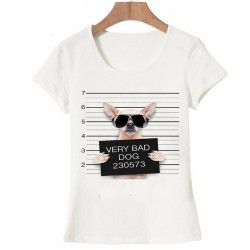 Summer Unique Police Chihuahua Design T Shirt Women's short sleeve very bad dog print Tops cool Hipster tees cute girl t shirt