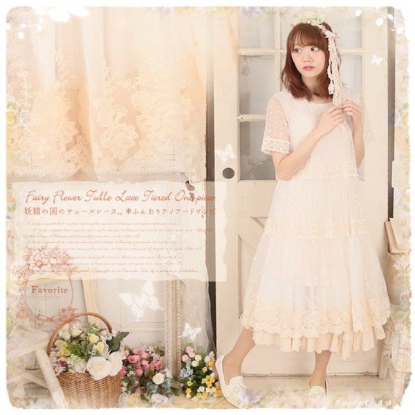 Summer Women Dresses Creamy White Lace Fairy Dress Vintage Original Design Forest Mori Girl Long Maxi Dress Solid Faldas 16902