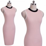 Summer Women Elegant Sheath Fitted Plus Size Simple Design Business Casual Office Formal Pencil Bodycon Dress B38