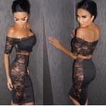 Summer Women Lace Embroidery Bandage Bodycon Dress Knee-Length Party Prom Night Clubwear Two Piece Sets Dress Slim Vestidos Summer Women Lace Embroidery Bandage Bodycon Dress Knee-Length Party Prom Night Clubwear Two Piece Sets Dress Slim Vestidos