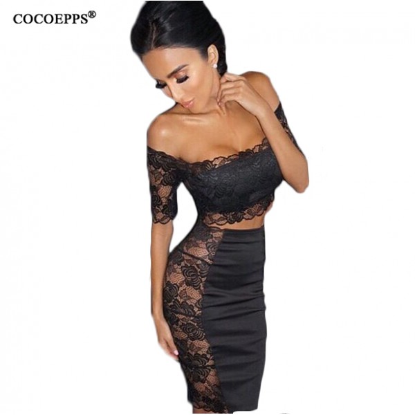 Summer Women Lace Embroidery Bandage Bodycon Dress Knee-Length Party Prom Night Clubwear Two Piece Sets Dress Slim Vestidos Summer Women Lace Embroidery Bandage Bodycon Dress Knee-Length Party Prom Night Clubwear Two Piece Sets Dress Slim Vestidos