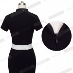 Summer Women Short Sleeve Casual Office Business Pencil Bodycon Stretchy Tunic Patchwork Colorblock Contrast Dresses B320