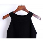 Summer Women Slim Knitting Halter Camisole Tops Female Bodycon Knitted Tanks Sleeveless Basic Solid T shirts  8017