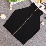 Summer Women Slim Knitting Halter Off-shoulder Tank Crop Tops Female Bodycon Knitted Camisole Sleeveless Short Tee shirts  612