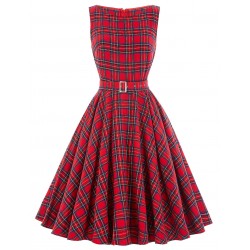 Summer Women Tea Dress Sleeveless Retro 50s Party Gowns Knee Length O Neck Cotton Short Big Swing Pinup Rockabilly Dresses 2017