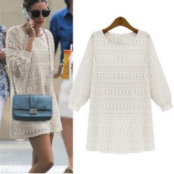 Summer Women sexy  casual Lace embroidery Dresses Party Casual Vintage White Black  Mini Dress Vestidos roupas femininas L70