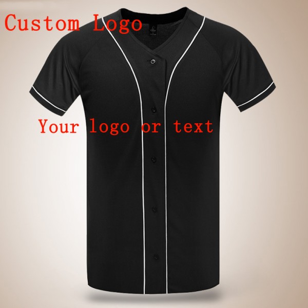 Summer blank Baseball T Shirt Short Sleeve Men V Neck DIY Custom Logo Baseball Style Jersey Hip Hop Men Plain Black T Shirts  