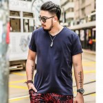 Summer color Big size shirt XL Black male  men oversize half sleeve T-shirt collar short sleeved red fat V plus size 7XL 6XL