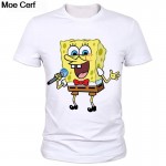 Summer men's cartoon printed T-shirt round neck T-shirt modal fashion factory outlets can be customized sponge Bob T-shirt 2-15#