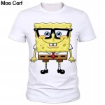 Summer men's cartoon printed T-shirt round neck T-shirt modal fashion factory outlets can be customized sponge Bob T-shirt 2-15#